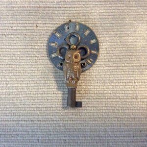 Artisan Made Brass Owl Pendant on Watch Face & Key